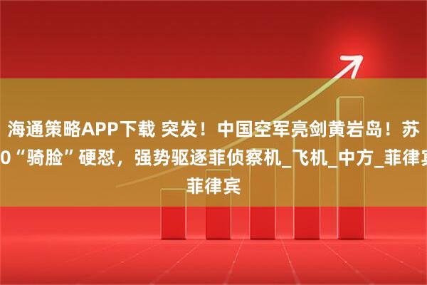 海通策略APP下载 突发！中国空军亮剑黄岩岛！苏30“骑脸”硬怼，强势驱逐菲侦察机_飞机_中方_菲律宾